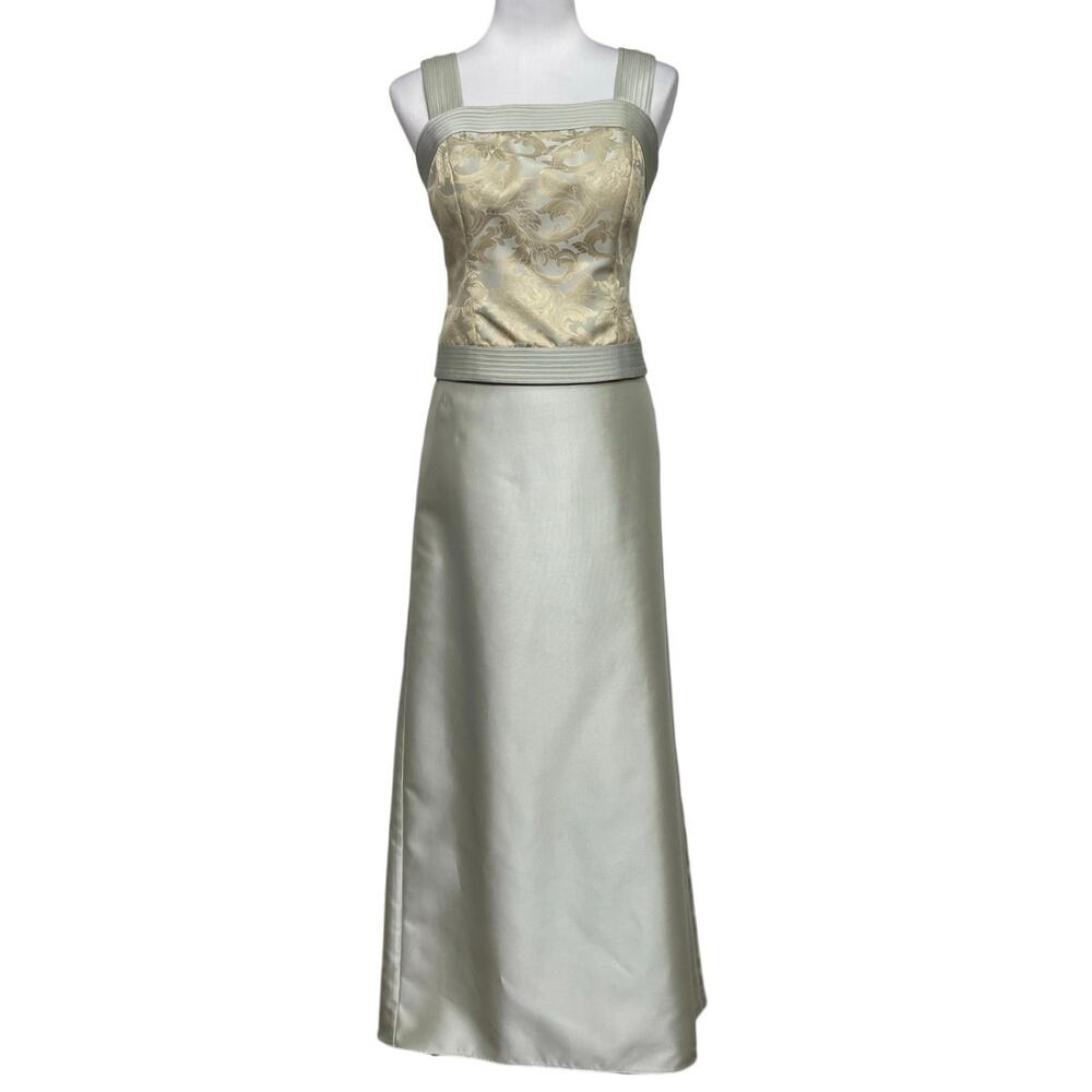 EUC - Vintage JS Collections 3 Piece Silvery Blue Brocade Formal Outfit - Picture 3 of 8